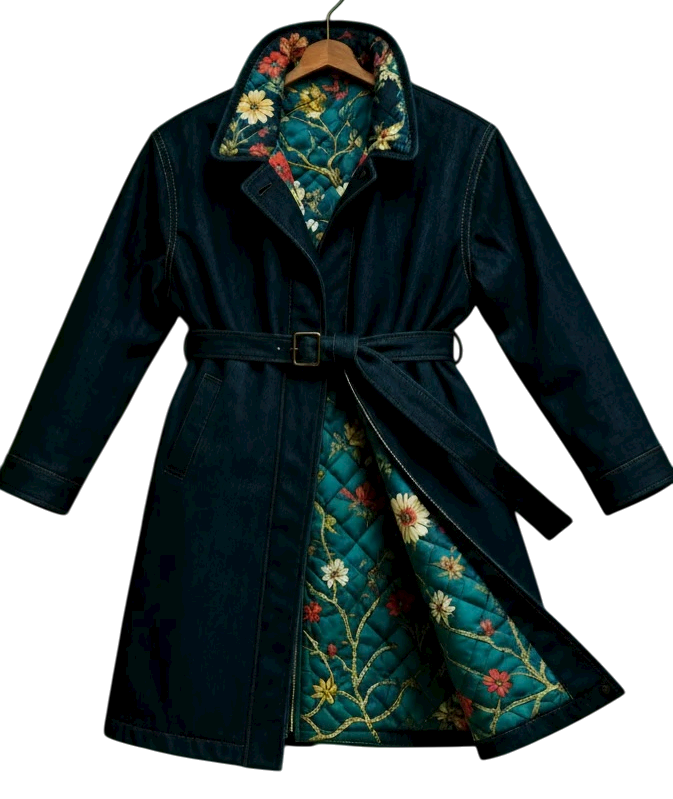 BB SPOKE — DENIM PUFFER LINING COAT